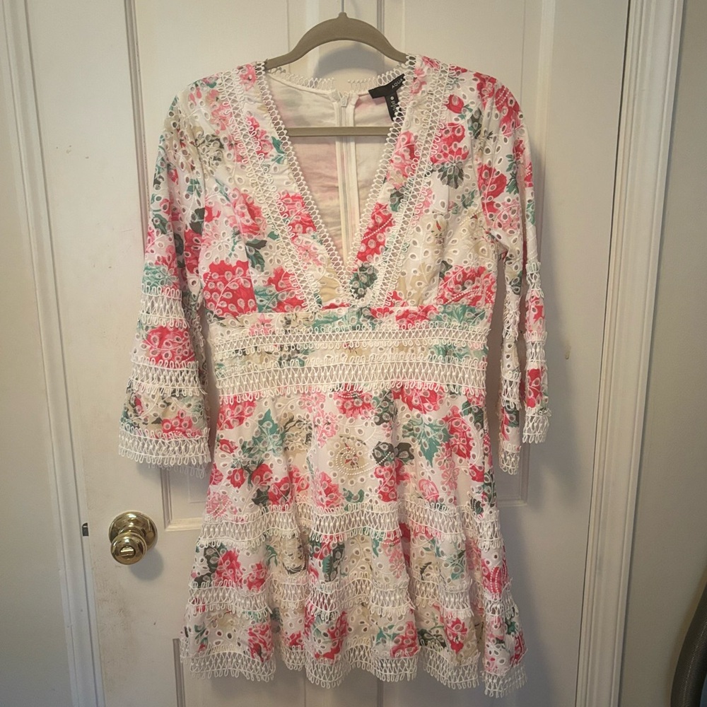 Aqua Floral Embroidered Dress
